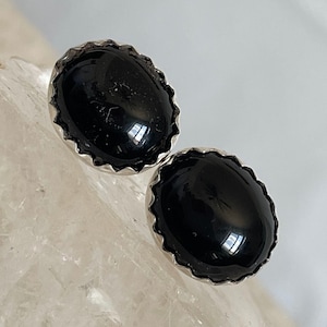 Elegant Black Onyx Sterling Silver Stud Earrings - Natural Gemstone Jewelry for Weddings and Everyday