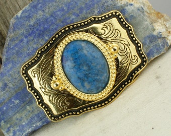 Natürliche Lapis Lazuli Gürtelschnalle - Western Gürtelschnalle - Cowboy Gürtelschnalle - Boho Gürtelschnalle