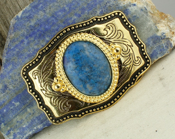 Natural Lapis Lazuli Belt Buckle - Western Belt Buckle - Cowboy Belt Buckle - Boho Belt Buckle
