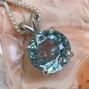 Natural Aquamarine Pendant - Sterling Silver Pendant - Natural Aquamarine Necklace