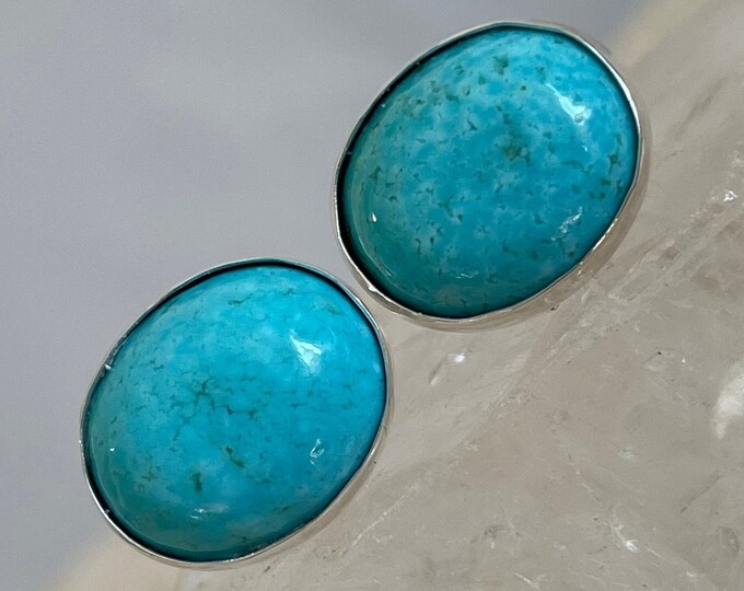 Genuine Kingman Turquoise Earrings Sterling Silver Earrings Kingman