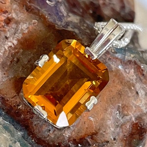 Handmade, Sterling Silver with Natural Madeira Citrine Pendant for Women