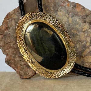Handcrafted Natural Arizona Gold Brass Bolo Tie - Elegant Western Neckwear for Men & Women