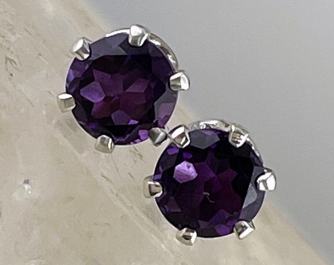 Natural Amethyst Earrings - Sterling Silver Earrings - Purple Amethyst Stud Earrings