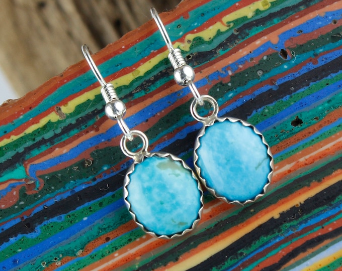 Blue Kingman Turquoise Earrings -Kingman Turquoise Dangles -Dangle Earrings - Sterling Silver Earrings