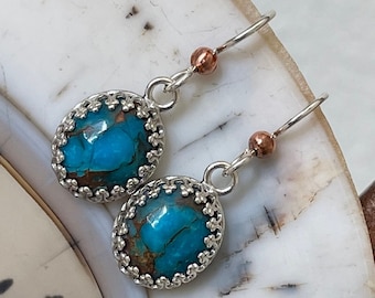 Mohave Blue Turquoise Earrings - Sterling Silver Earrings - Mohave Blue Turquoise Dangle Earrings