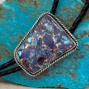 Handmade, Mohave Purple Turquoise Bolo Tie For Men & Women - Sterling Silver - Great Gift Idea