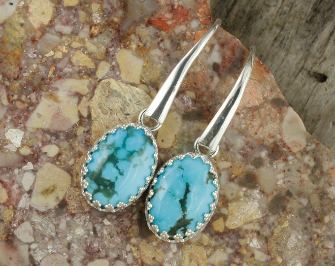Blue Kingman Turquoise Earrings -Sterling Silver Earrings -Kingman Turquoise Dangles - Dangle Earrings