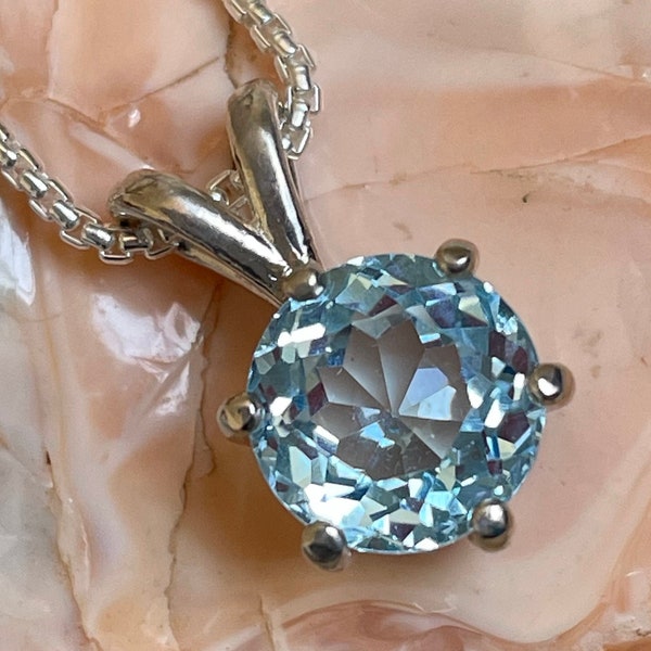 Sterling Silver, Earth Mined Aquamarine Pendant for Women