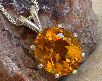 Handmade Sterling Silver, Madeira Citrine Pendant For Women