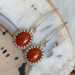 Elegant Sterling Silver Red Jasper Dangle Earrings - Handmade Jewelry Gift for Women