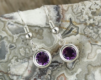 Natural Amethyst Earrings - Sterling Silver Amethyst Earrings - Purple Amethyst Dangle Earrings