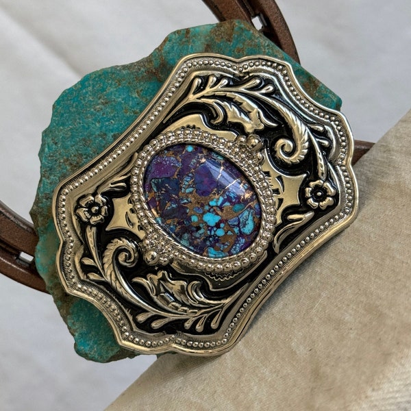 Western Style, Mohave Purple Turquoise Belt Buckle for Men and Women - Gorgeous Gift Idea