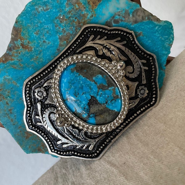 Kingman Turquoise Belt Buckle - Western Style Belt Buckle - Cowboy Belt Buckle - Boho Belt Buckle
