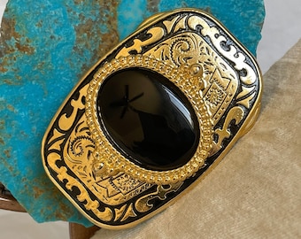 Natural Black Onyx, Western Belt Buckle for Men and Women
