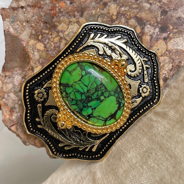 Mohave Green Turquoise Belt Buckle - Western Style Belt Buckle  - Cowboy Belt Buckle - Boho Belt Buckle