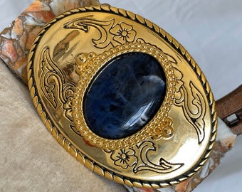 Natural Sodalite Belt Buckle - Western Style Belt Buckle - Cowboy Belt Buckle - Boho Belt Buckle