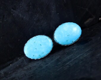 Silver Earrings - Turquoise Earrings -Boho Earrings -Stud Earrings - Statement Earrings - Wedding Earrings - Blue Stone Earrings- Earrings