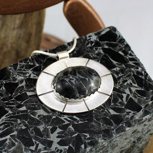 Elegant Obsidian & Zinc Sterling Silver Pendant Necklace - Handmade Accent Jewelry for Women