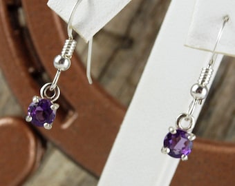 Silver Earrings-Purple Amethyst-Amethyst Earrings-Dangle Earrings-Drop Earrings -Gemstone Earrings -Purple Gemstone -Statement Earrings