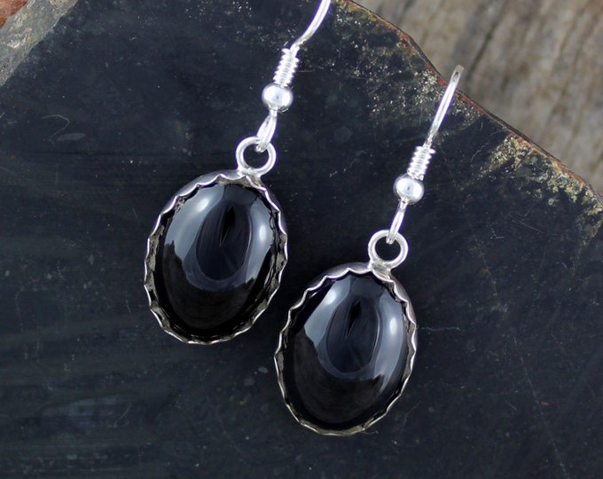 Black Onyx Earrings-Silver Earrings-Dangle Earrings-Drop Earrings - Statement Earrings - Black Earrings - Onyx Earrings