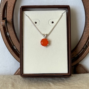Handmade, Mexican Fire Opal Pendant Necklace for Women Sterling Silver Great Gift for Her image 9