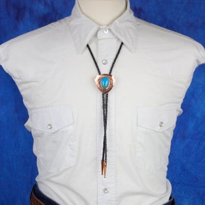 Blue Kingman Turquoise Bolo Tie for Men and Women image 9