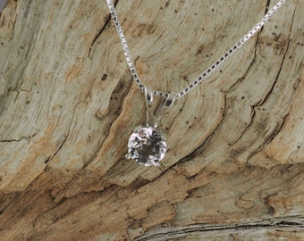 Sterling Silver Pendant/Necklace - White Topaz Pendant/Necklace - Sterling Silver Setting with a 5mm Natural White Topaz Gemstone