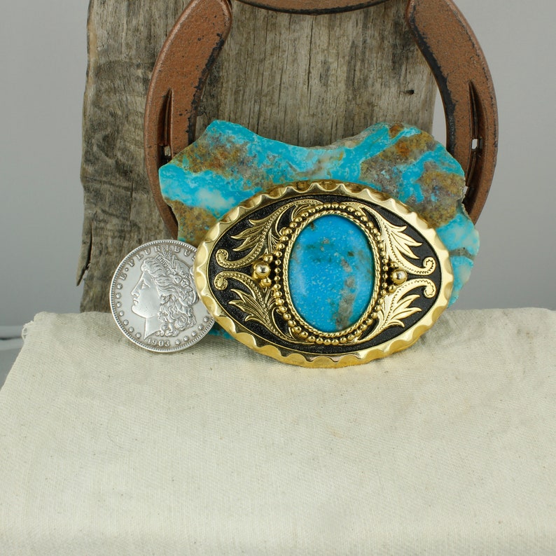 Kingman Turquoise Belt Buckle Western Belt Buckle Cowboy Etsy