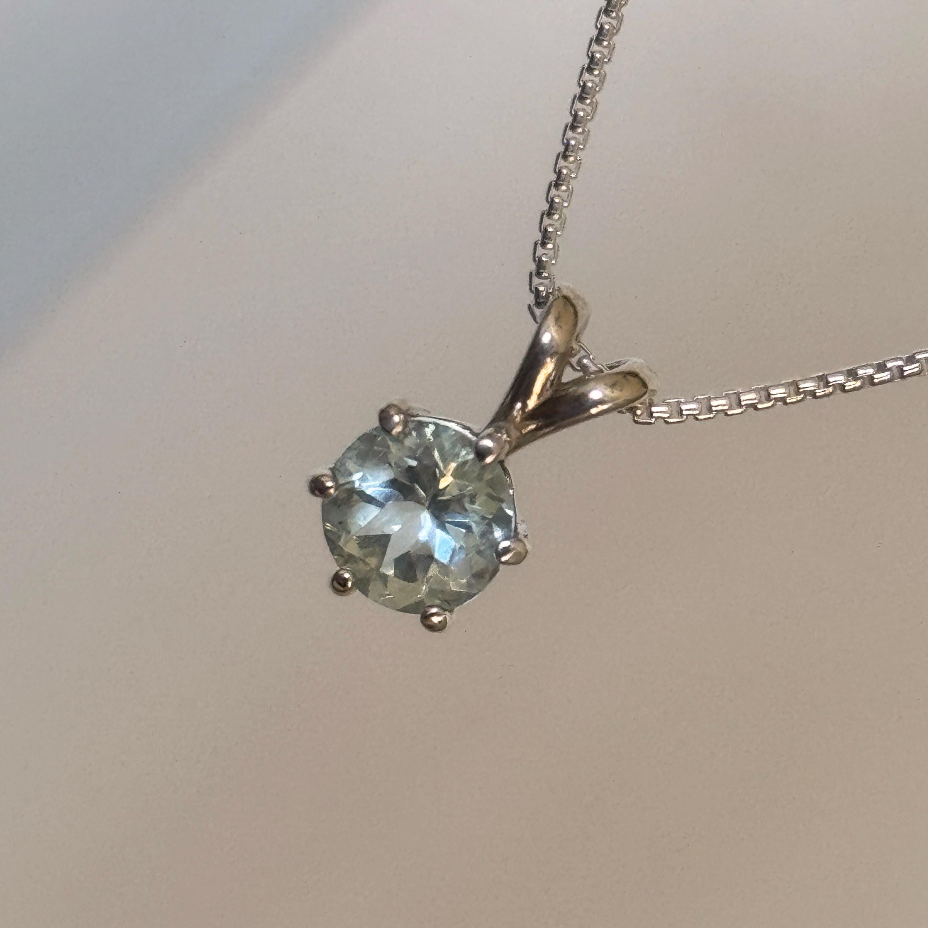 Elegant Aquamarine Sterling Silver Pendant Necklace - Handmade March Birthstone Jewelry for Women