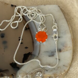 Handmade, Mexican Fire Opal Pendant Necklace for Women Sterling Silver Great Gift for Her image 4