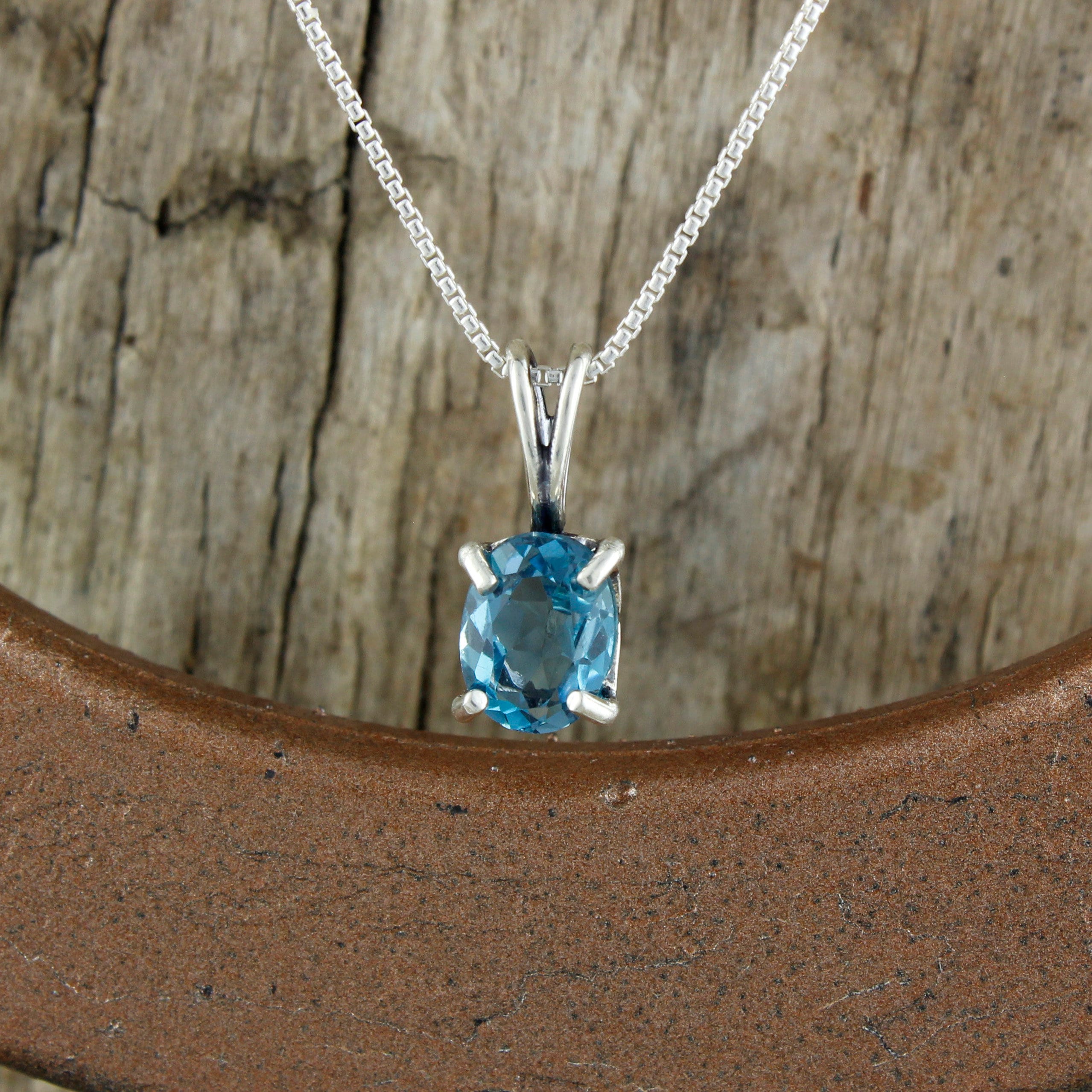 Blue Topaz Pendant - Blue Topaz Necklace - Silver Pendant -Pendant