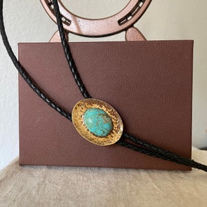 Blue Kingman Turquoise Bolo Tie for Men and Women image 7