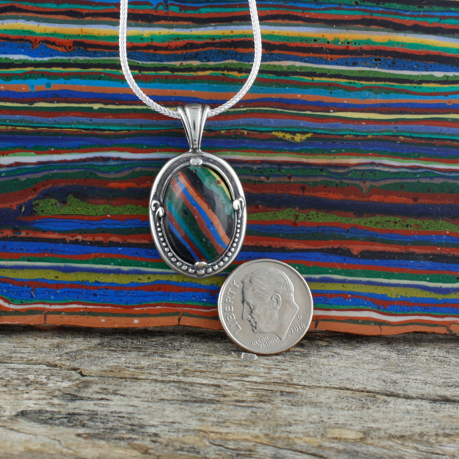 Rainbow Pendant sterling Silver Pendant Necklace-rainbow | Etsy