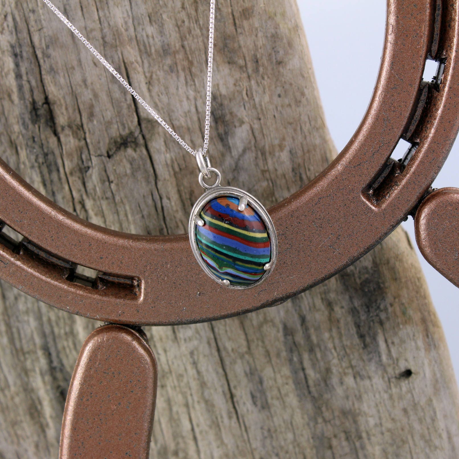Silver Pendant Rainbow Pendant Statement Necklace | Etsy