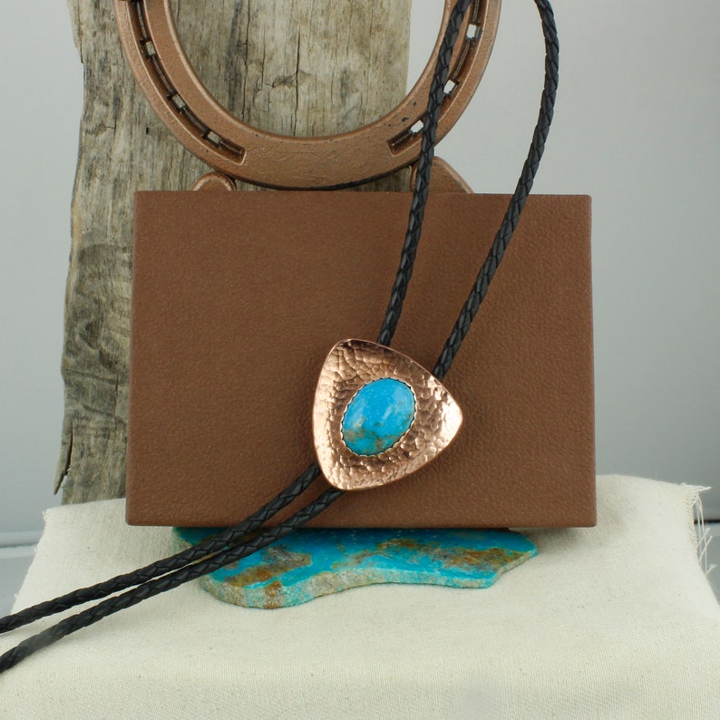Blue Kingman Turquoise Bolo Tie for Men and Women image 7