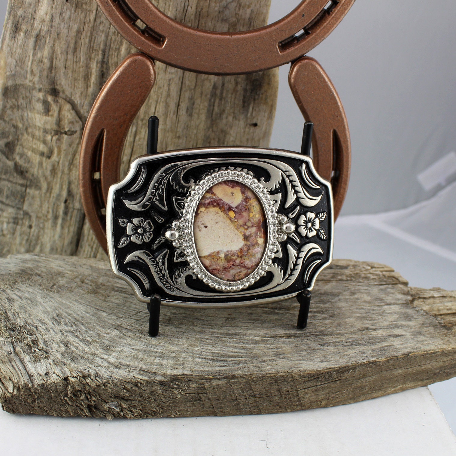 Western Belt Buckle natural Stone Belt Buckle cowboy Belt 