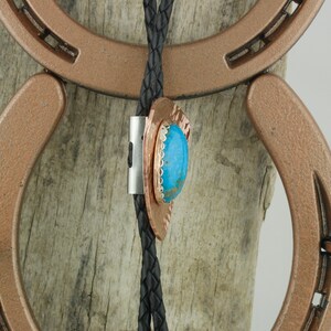 Blue Kingman Turquoise Bolo Tie for Men and Women image 6
