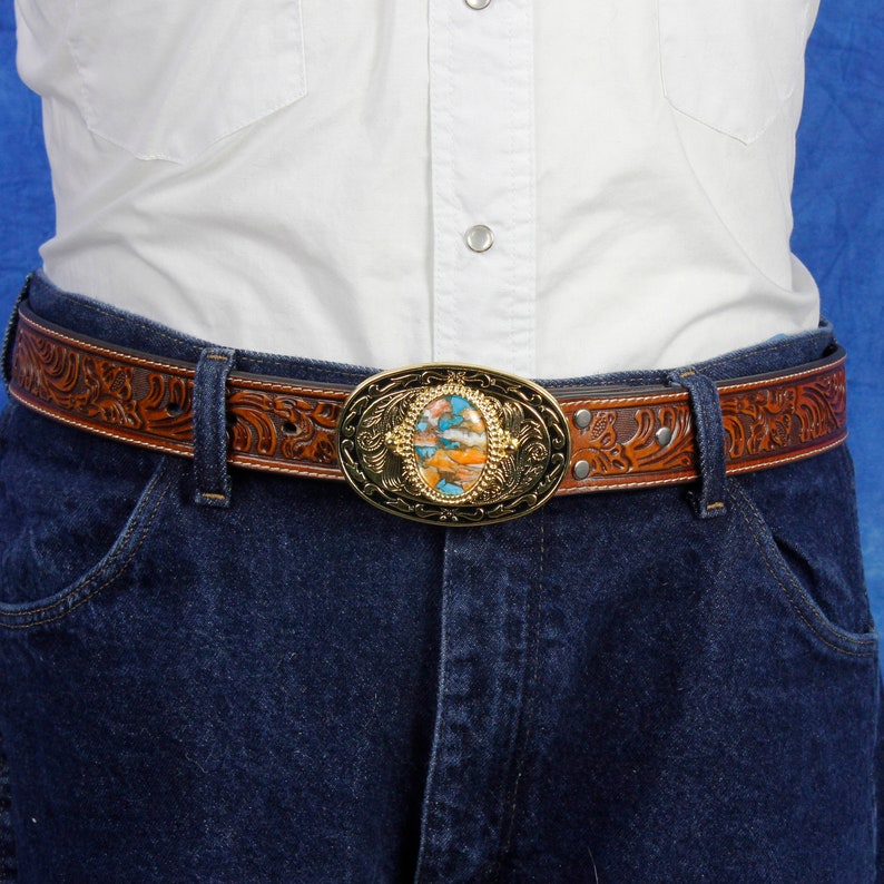 Spiny Oyster /& Turquoise Belt Buckle Cowboy Belt Buckle Boho Belt Buckle Western Belt Buckle