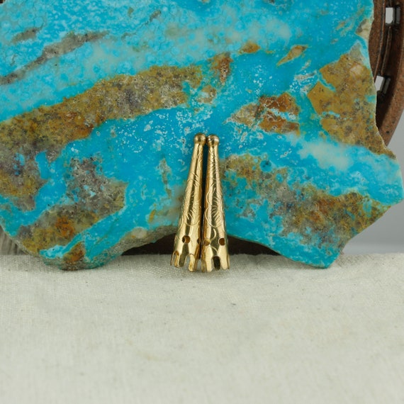 Elegant Compressed Turquoise Bolo Tie - Brass & Sterling Silver
