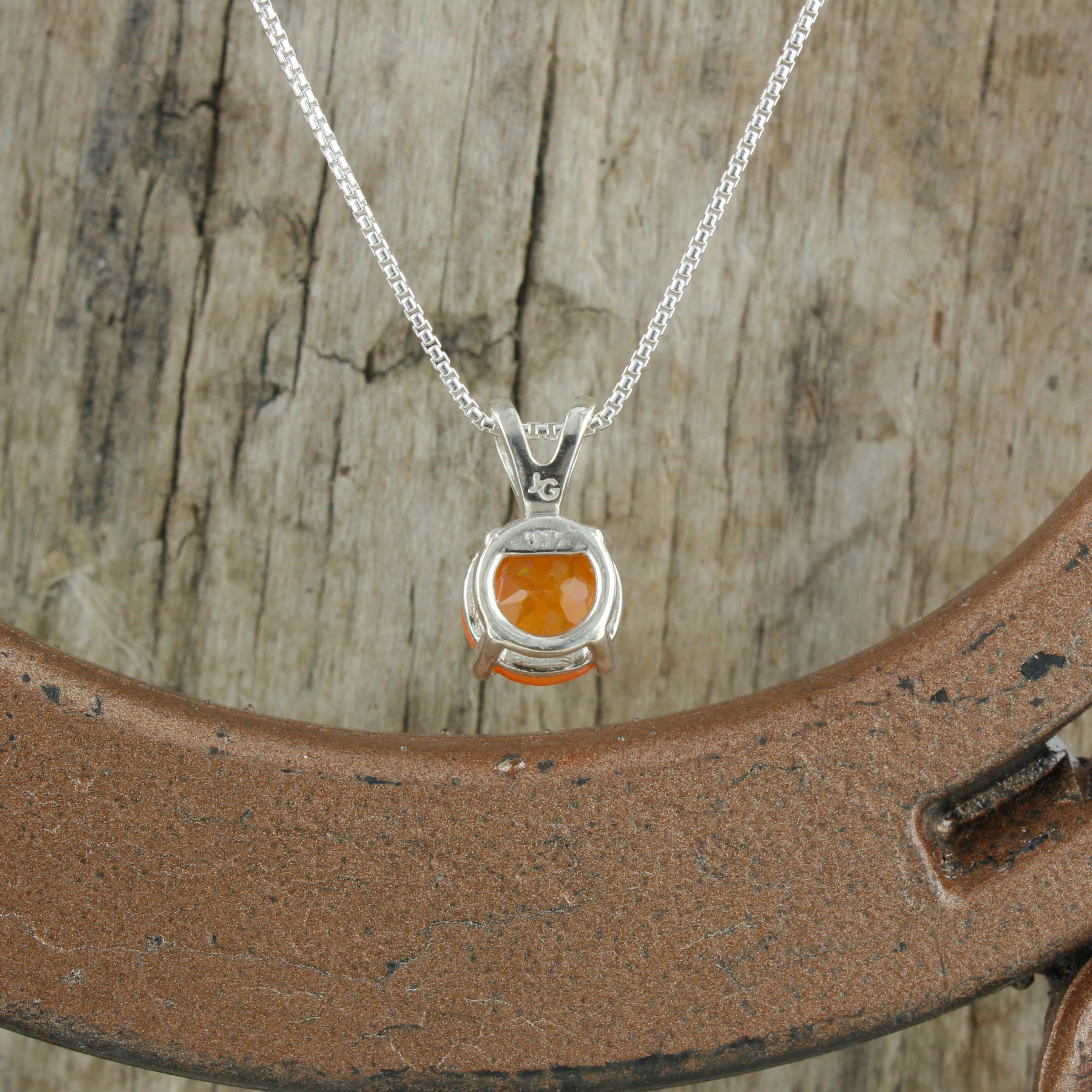 Natural Mexican Fire Opal Pendant-Sterling Silver Pendant Necklace