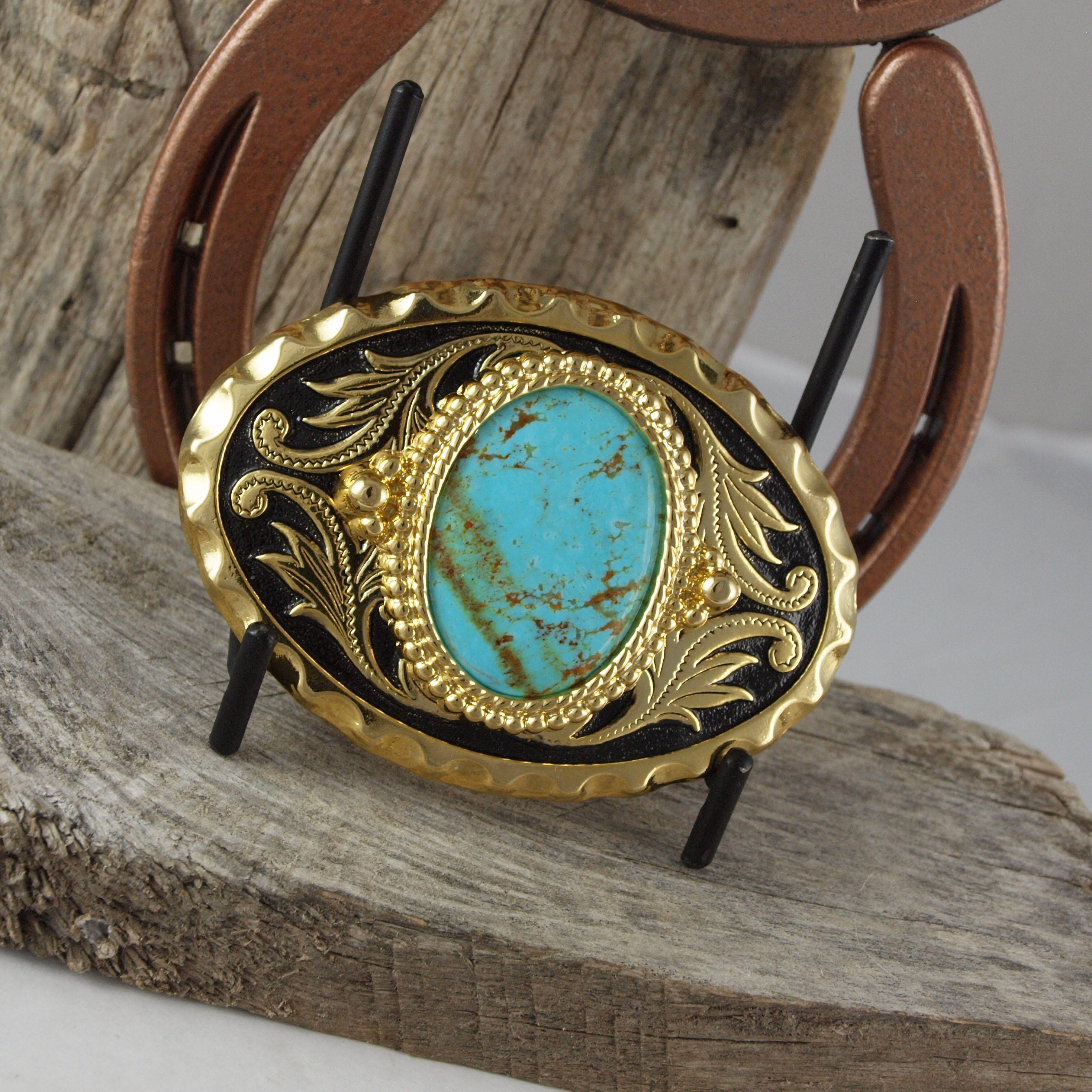 Western Belt Buckle Turquoise Belt Buckle Cowboy Belt Etsy