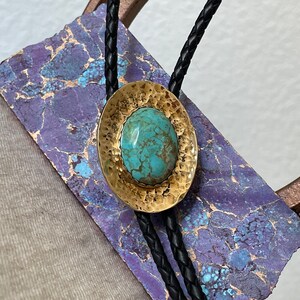 Blue Kingman Turquoise Bolo Tie for Men and Women image 2