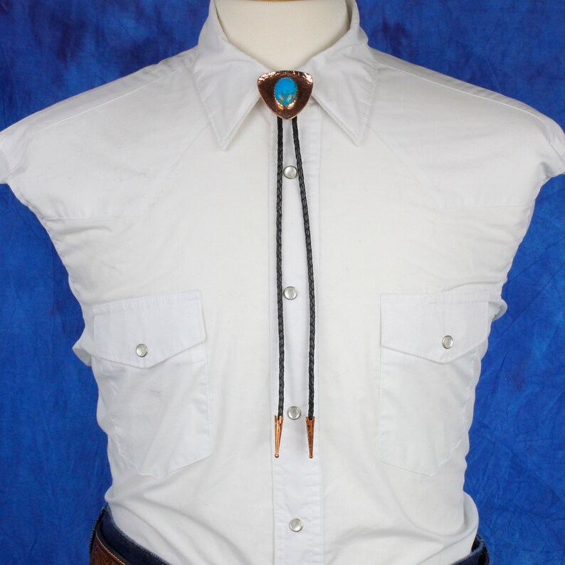 Blue Kingman Turquoise Bolo Tie for Men and Women image 8
