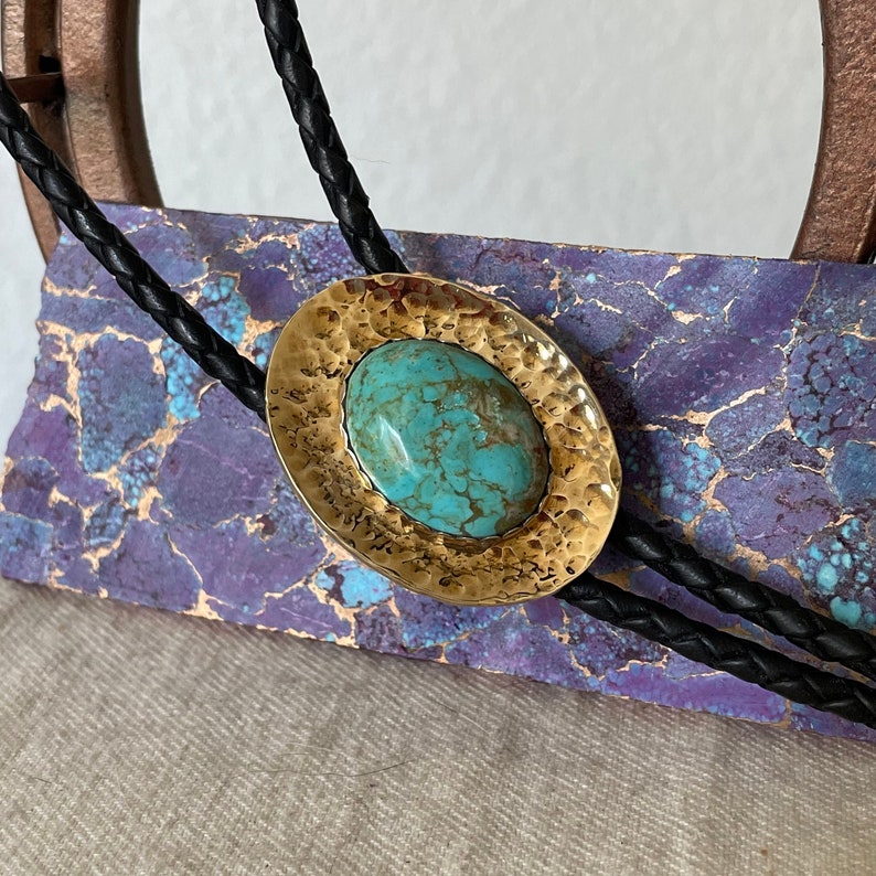 Blue Kingman Turquoise Bolo Tie for Men and Women image 1