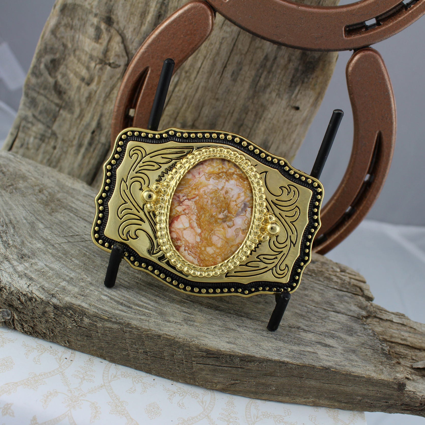 Western Belt Buckle Natural Mexican Crazy Lace Agate Belt | Etsy