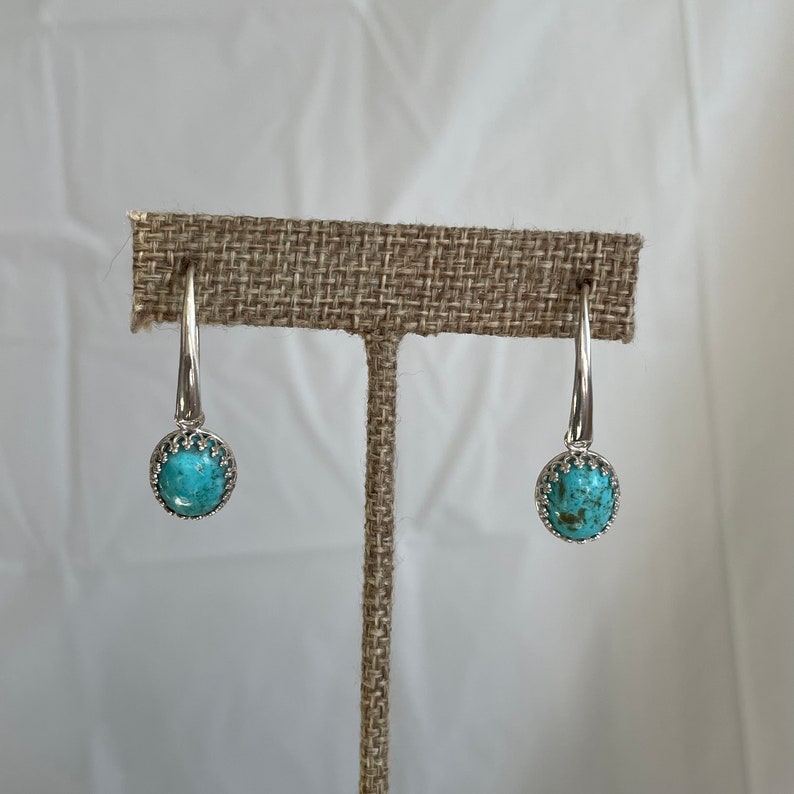Kingman Turquoise Earrings Sterling Silver Earrings Blue Etsy