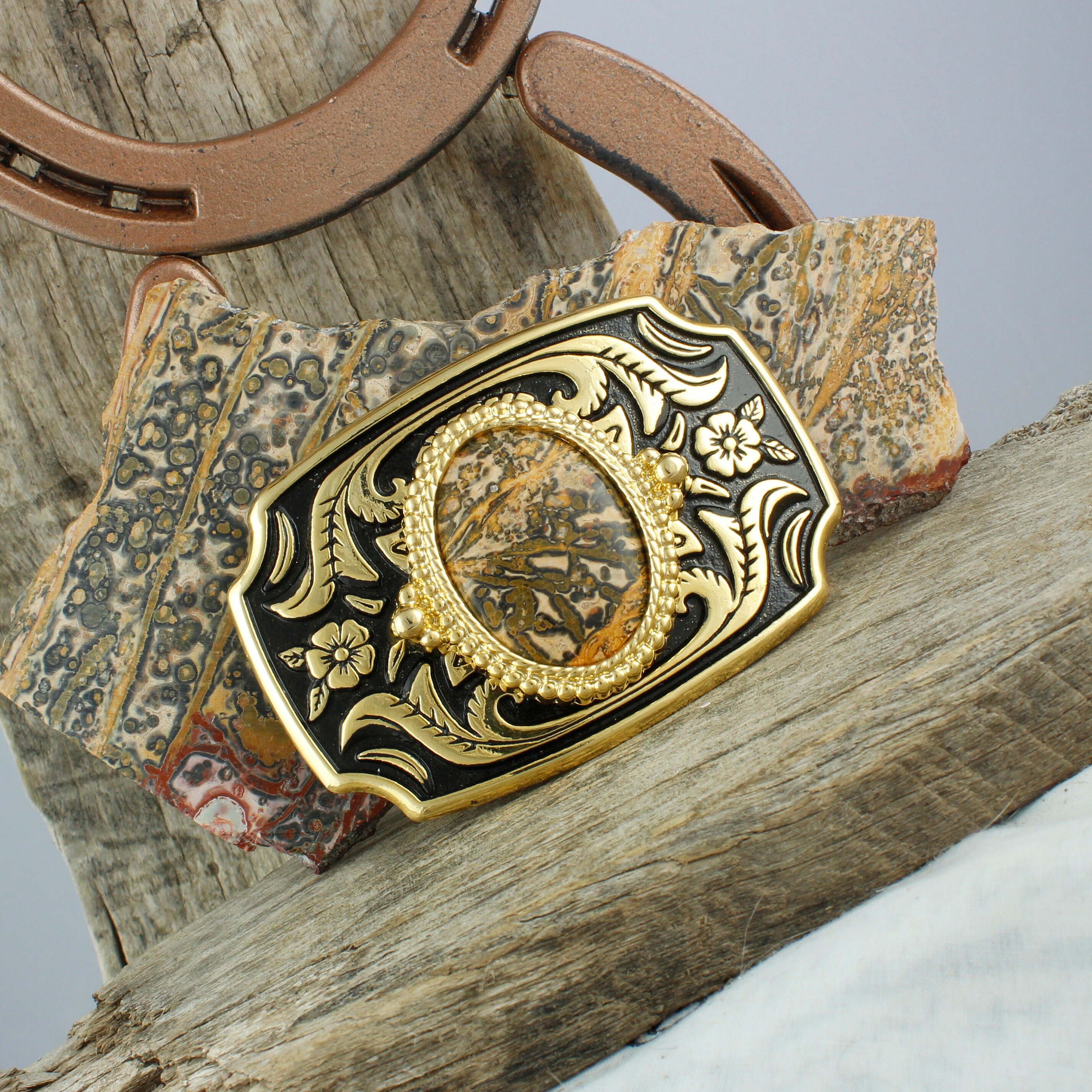 Natural Leopard Skin Jasper Belt Buckle 