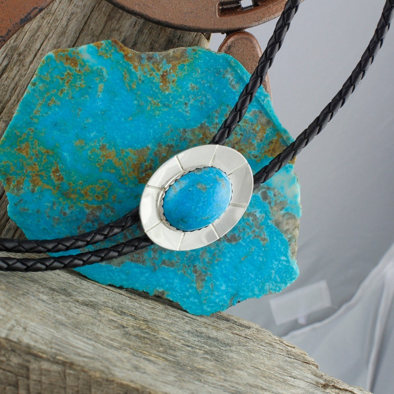 Blue Kingman Turquoise Bolo Tie -Western Bolo Tie -Cowboy Bolo T Blue Kingman Turquoise Bolo Tie -Western Bolo Tie -Cowboy Bolo T