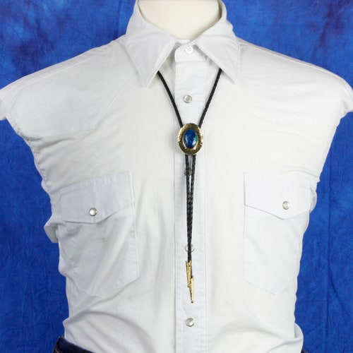 Natural Shattuckite Bolo Tie - Western Bolo Tie - Cowboy Bolo Tie Necklace shops - Brass Bolo Tie